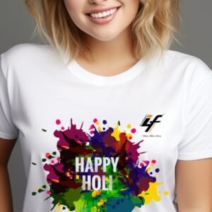 Happy Holi printed T-shirt For Girls